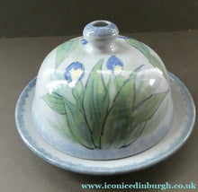 Load image into Gallery viewer, Vintage SCOTTISH Highland Stoneware CHEESE DOME Rarer Iris Pattern
