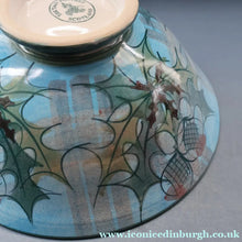 Load image into Gallery viewer, HUGE Scottish TAIN POTTERY Glenaldie Harvest Stoneware Bowl. With Hand Painted Plaid and Thistles Decoration. 10 1/4 inches diameter
