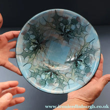 Load image into Gallery viewer, HUGE Scottish TAIN POTTERY Glenaldie Harvest Stoneware Bowl. With Hand Painted Plaid and Thistles Decoration. 10 1/4 inches diameter
