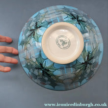 Load image into Gallery viewer, HUGE Scottish TAIN POTTERY Glenaldie Harvest Stoneware Bowl. With Hand Painted Plaid and Thistles Decoration. 10 1/4 inches diameter
