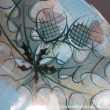Load image into Gallery viewer, HUGE Scottish TAIN POTTERY Glenaldie Harvest Stoneware Bowl. With Hand Painted Plaid and Thistles Decoration. 10 1/4 inches diameter
