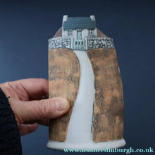 Load image into Gallery viewer, SCOTTISH POTTERY. Vintage Sculptural Vase Featuring a Highland Bothy. John O'Groats Pottery
