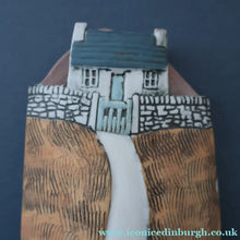 Load image into Gallery viewer, SCOTTISH POTTERY. Vintage Sculptural Vase Featuring a Highland Bothy. John O'Groats Pottery
