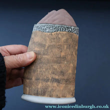 Load image into Gallery viewer, SCOTTISH POTTERY. Vintage Sculptural Vase Featuring a Highland Bothy. John O'Groats Pottery
