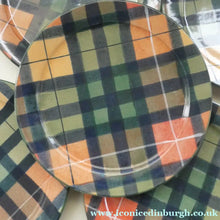 Load image into Gallery viewer, Vintage Tain Pottery DINNER PLATE. Heavy Duty Stoneware Pottery with Hand Painted Buchanan Tartan Pattern
