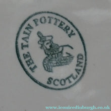 Load image into Gallery viewer, Vintage Tain Pottery DINNER PLATE. Heavy Duty Stoneware Pottery with Hand Painted Buchanan Tartan Pattern
