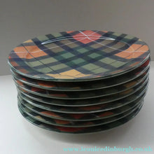 Load image into Gallery viewer, Vintage Tain Pottery DINNER PLATE. Heavy Duty Stoneware Pottery with Hand Painted Buchanan Tartan Pattern
