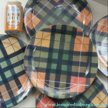 Load image into Gallery viewer, Vintage Tain Pottery DINNER PLATE. Heavy Duty Stoneware Pottery with Hand Painted Buchanan Tartan Pattern

