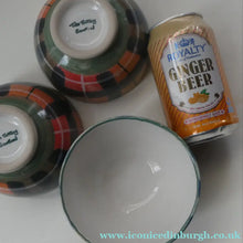 Load image into Gallery viewer, SCOTTISH POTTERY. Vintage Tain Pottery SET OF THREE Smaller Stoneware Pottery with Hand Painted Buchanan Tartan Pattern
