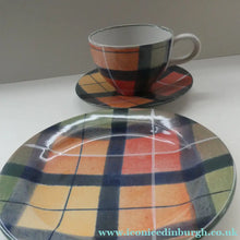Load image into Gallery viewer, SCOTTISH POTTERY. Vintage Tain Pottery Trio. Heavy Duty Stoneware Pottery with Hand Painted Buchanan Tartan Pattern. 7 AVAILABLE

