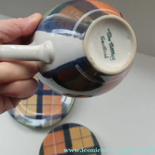 Load image into Gallery viewer, SCOTTISH POTTERY. Vintage Tain Pottery Trio. Heavy Duty Stoneware Pottery with Hand Painted Buchanan Tartan Pattern. 7 AVAILABLE
