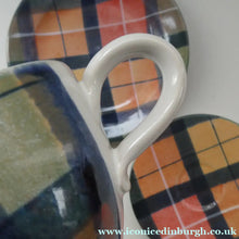 Load image into Gallery viewer, SCOTTISH POTTERY. Vintage Tain Pottery Trio. Heavy Duty Stoneware Pottery with Hand Painted Buchanan Tartan Pattern. 7 AVAILABLE
