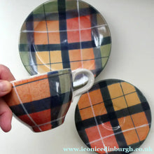 Load image into Gallery viewer, SCOTTISH POTTERY. Vintage Tain Pottery Trio. Heavy Duty Stoneware Pottery with Hand Painted Buchanan Tartan Pattern. 7 AVAILABLE
