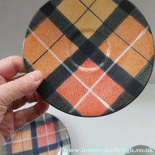 Load image into Gallery viewer, SCOTTISH POTTERY. Vintage Tain Pottery Trio. Heavy Duty Stoneware Pottery with Hand Painted Buchanan Tartan Pattern. 7 AVAILABLE
