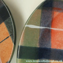 Load image into Gallery viewer, SCOTTISH POTTERY. Vintage Tain Pottery Trio. Heavy Duty Stoneware Pottery with Hand Painted Buchanan Tartan Pattern. 7 AVAILABLE
