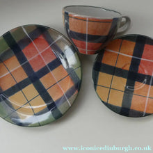 Load image into Gallery viewer, SCOTTISH POTTERY. Vintage Tain Pottery Trio. Heavy Duty Stoneware Pottery with Hand Painted Buchanan Tartan Pattern. 7 AVAILABLE
