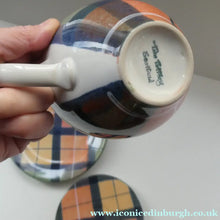 Load image into Gallery viewer, SCOTTISH POTTERY. Vintage Tain Pottery Trio. Heavy Duty Stoneware Pottery with Hand Painted Buchanan Tartan Pattern. 7 AVAILABLE
