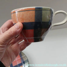 Load image into Gallery viewer, SCOTTISH POTTERY. Vintage Tain Pottery Trio. Heavy Duty Stoneware Pottery with Hand Painted Buchanan Tartan Pattern. 7 AVAILABLE
