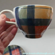 Load image into Gallery viewer, SCOTTISH POTTERY. Vintage Tain Pottery Trio. Heavy Duty Stoneware Pottery with Hand Painted Buchanan Tartan Pattern. 7 AVAILABLE
