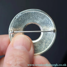 Load image into Gallery viewer, Scottish Silver and Blue Enamel Brooch by Sheila Fleet Orkney. Skyran Design - Scottish Silver Brooch
