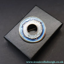 Load image into Gallery viewer, Scottish Silver and Blue Enamel Brooch by Sheila Fleet Orkney. Skyran Design - Scottish Silver Brooch
