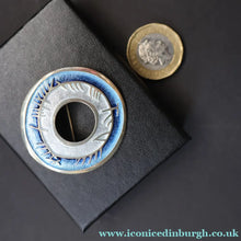 Load image into Gallery viewer, Scottish Silver and Blue Enamel Brooch by Sheila Fleet Orkney. Skyran Design - Scottish Silver Brooch
