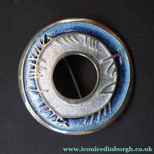 Load image into Gallery viewer, Scottish Silver and Blue Enamel Brooch by Sheila Fleet Orkney. Skyran Design - Scottish Silver Brooch
