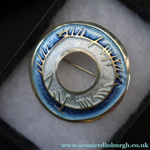 Load image into Gallery viewer, Scottish Silver and Blue Enamel Brooch by Sheila Fleet Orkney. Skyran Design - Scottish Silver Brooch
