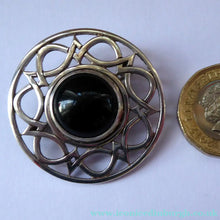 Load image into Gallery viewer, Stylish Geometric Design with Central Onyx or Dark Agate Stone. EDINBURGH Hallmark
