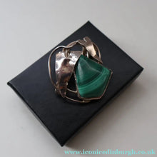 Load image into Gallery viewer, Scottish Silver Designer Brooch with Malachite Inclusion by Sheana M. Stephen. Edinburgh MILLENNIUM Hallmark
