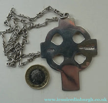 Load image into Gallery viewer, Large ANTIQUE Scottish Silver Pendant with Iona Cross Motif. Glasgow Hallmark Gilmore &amp; Watson 1919
