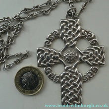Load image into Gallery viewer, Large ANTIQUE Scottish Silver Pendant with Iona Cross Motif. Glasgow Hallmark Gilmore &amp; Watson 1919
