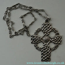 Load image into Gallery viewer, Large ANTIQUE Scottish Silver Pendant with Iona Cross Motif. Glasgow Hallmark Gilmore &amp; Watson 1919

