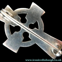 Load image into Gallery viewer, ANTIQUE Miniature CONNEMARA or IONA Marble and Sterling Silver Cross Brooch
