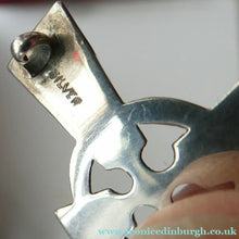 Load image into Gallery viewer, ANTIQUE Miniature CONNEMARA or IONA Marble and Sterling Silver Cross Brooch
