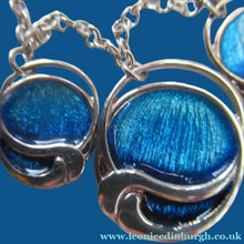 Load image into Gallery viewer, Silver and Blue Enamel Necklace and Ring Set. Presentation Box
