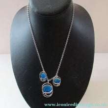 Load image into Gallery viewer, Silver and Blue Enamel Necklace and Ring Set. Presentation Box
