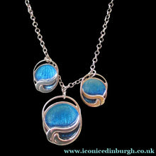 Load image into Gallery viewer, Silver and Blue Enamel Necklace and Ring Set. Presentation Box
