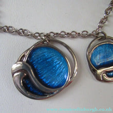 Load image into Gallery viewer, Silver and Blue Enamel Necklace and Ring Set. Presentation Box
