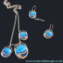 Load image into Gallery viewer, Silver and Blue Enamel Necklace and Ring Set. Presentation Box
