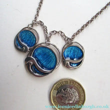 Load image into Gallery viewer, Silver and Blue Enamel Necklace and Ring Set. Presentation Box
