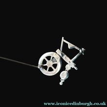 Load image into Gallery viewer, SCOTTISH SILVER Ortak Vintage 1970s Spinning Wheel Brooch. Designed by Malcolm Gray
