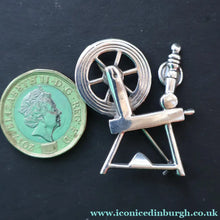 Load image into Gallery viewer, SCOTTISH SILVER Ortak Vintage 1970s Spinning Wheel Brooch. Designed by Malcolm Gray
