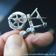 Load image into Gallery viewer, SCOTTISH SILVER Ortak Vintage 1970s Spinning Wheel Brooch. Designed by Malcolm Gray
