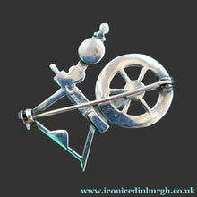 Load image into Gallery viewer, SCOTTISH SILVER Ortak Vintage 1970s Spinning Wheel Brooch. Designed by Malcolm Gray
