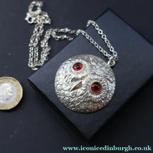 Load image into Gallery viewer, Scottish Silver Owl Pendant by James Brent Ward. Edinburgh Hallmark 2014 - Vintage Scottish Silver Jewellery
