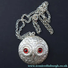 Load image into Gallery viewer, Scottish Silver Owl Pendant by James Brent Ward. Edinburgh Hallmark 2014 - Vintage Scottish Silver Jewellery
