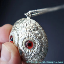 Load image into Gallery viewer, Scottish Silver Owl Pendant by James Brent Ward. Edinburgh Hallmark 2014 - Vintage Scottish Silver Jewellery

