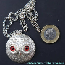 Load image into Gallery viewer, Scottish Silver Owl Pendant by James Brent Ward. Edinburgh Hallmark 2014 - Vintage Scottish Silver Jewellery
