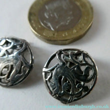 Load image into Gallery viewer, Vintage Small CLIP-ON Earrings by Shetland Silvercraft. Design Featuring the Quendale Beast
